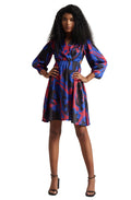 Zaccai Women's Blue Satin Abstract Dress
