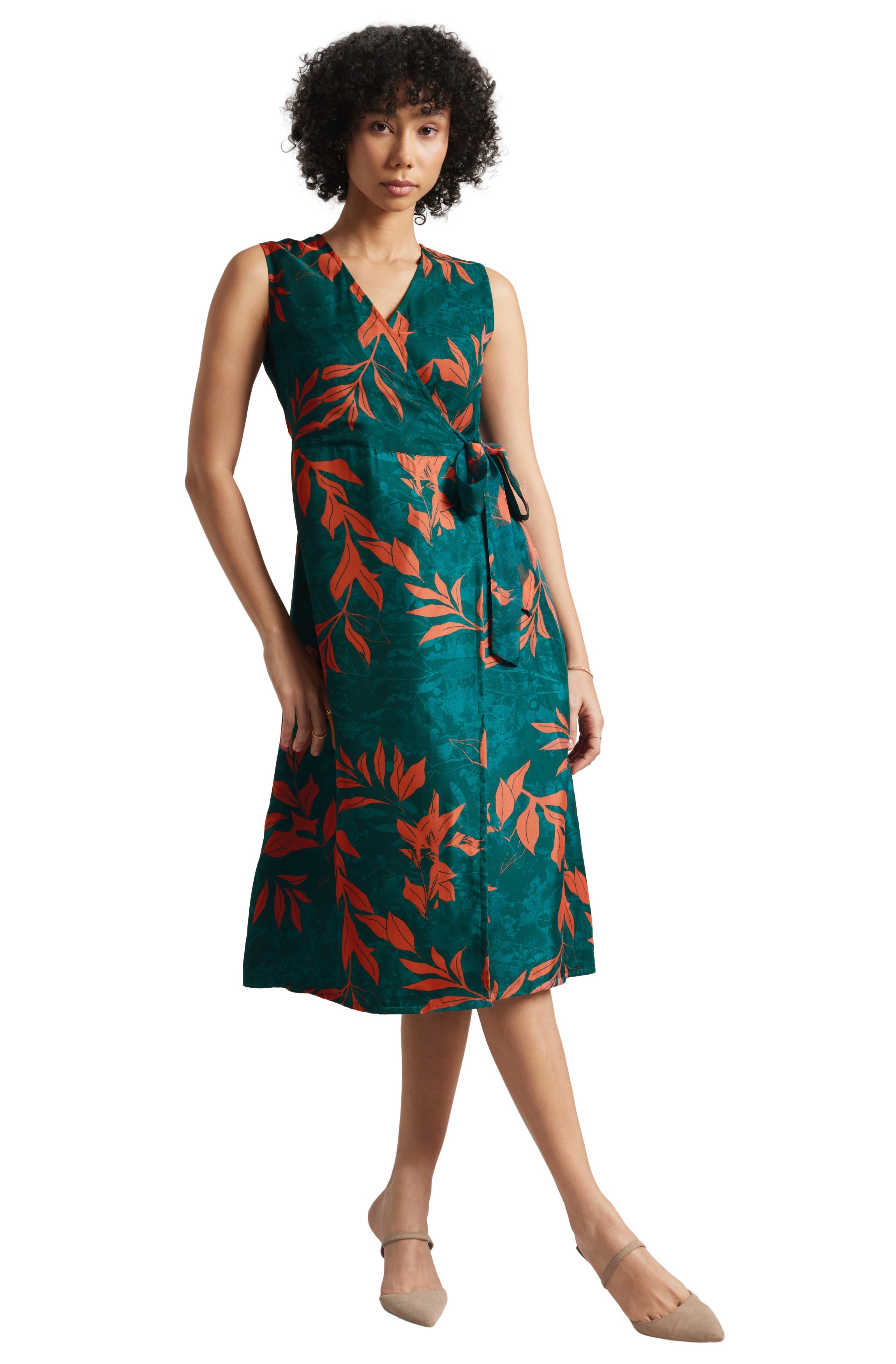 Zaccai Women's Teal Green Organza Floral Dress