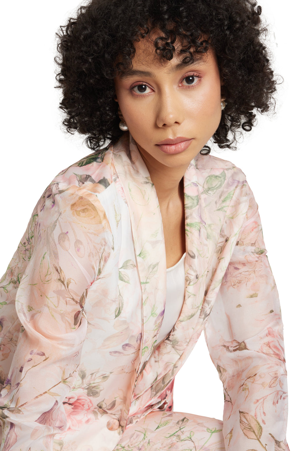 Zaccai Women's Beige Organza Floral Co-ord Set