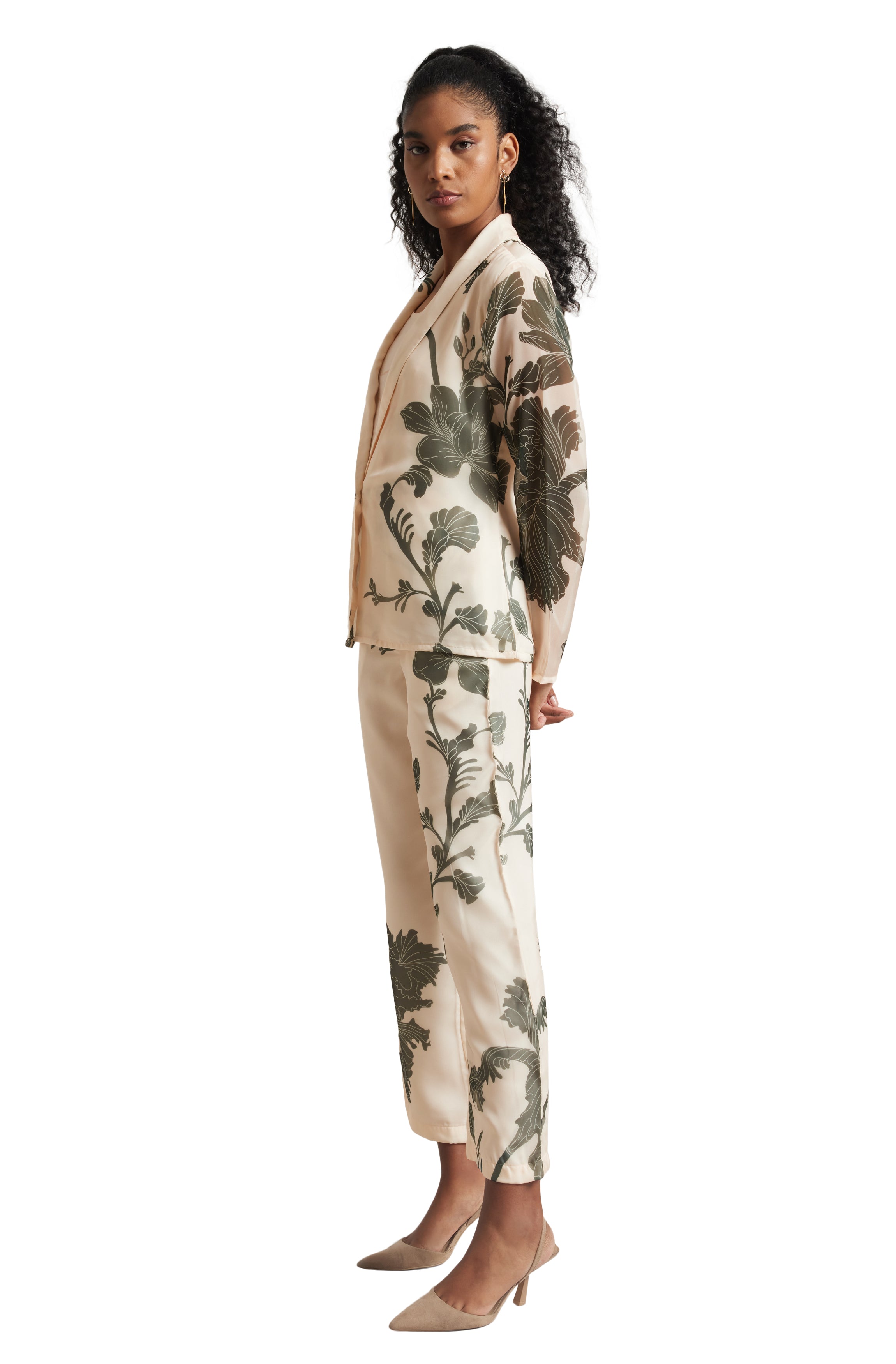 Zaccai Women's Cream Organza Floral Co-ord Set