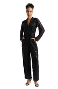 Zaccai Women's Black Poly Elastane Sequined Jumpsuit