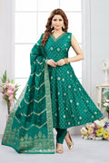 Joban Fashion Jacquard Rama Green Color Kurta Set
