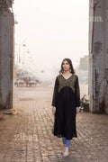 Zibaa Black Georgette Nyra Cut Chikankari Kurti