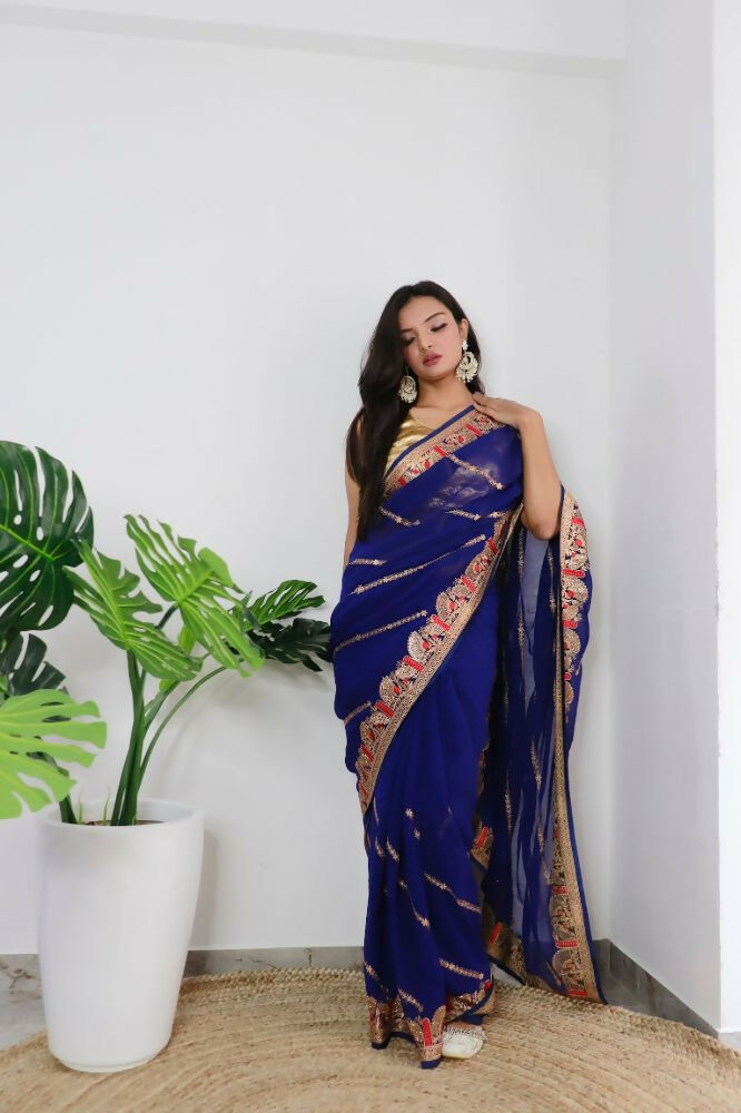 Vamsee Aaradhna Purple Georgette Saree