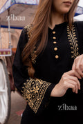 Zibaa Luxury Rayon Black Chikankari Kurta with Hand Jaal
