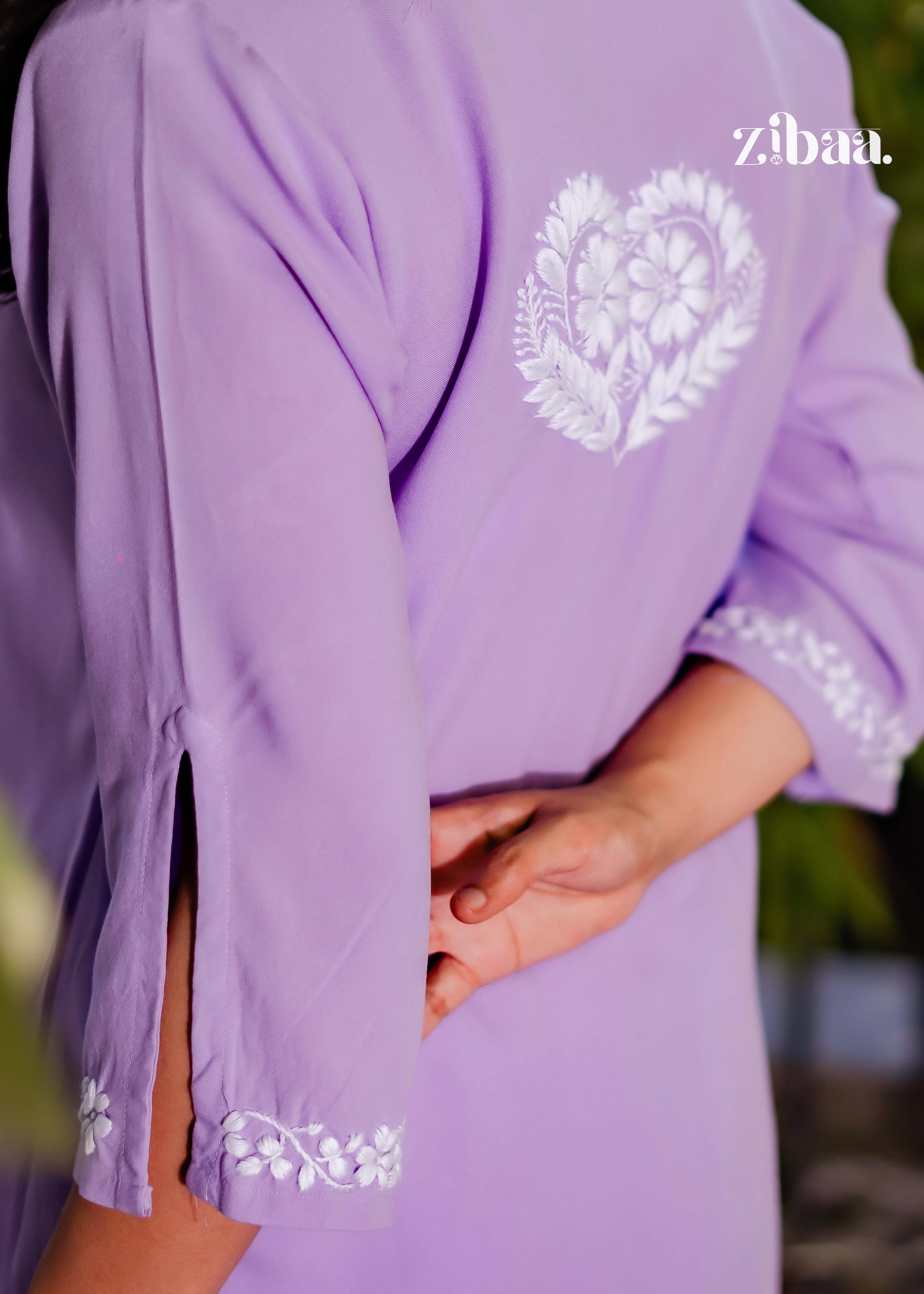 Zibaa Lavender Luxury Rayon Chikankari Coord Set