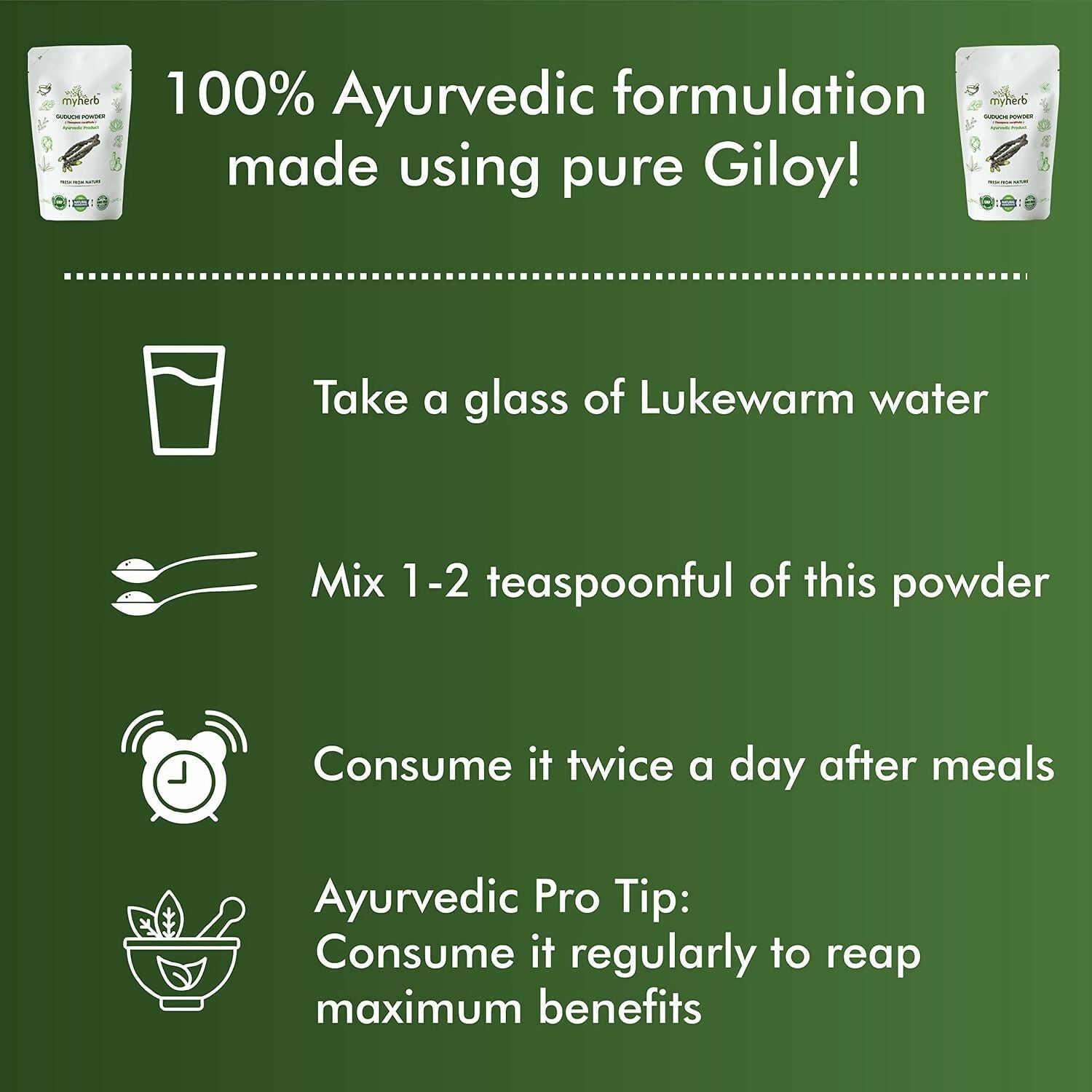 Myherb Natural Organic Guduchi Powder/Giloy Powder