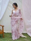 Vamsee Ishaq Baby Pink Organza Saree