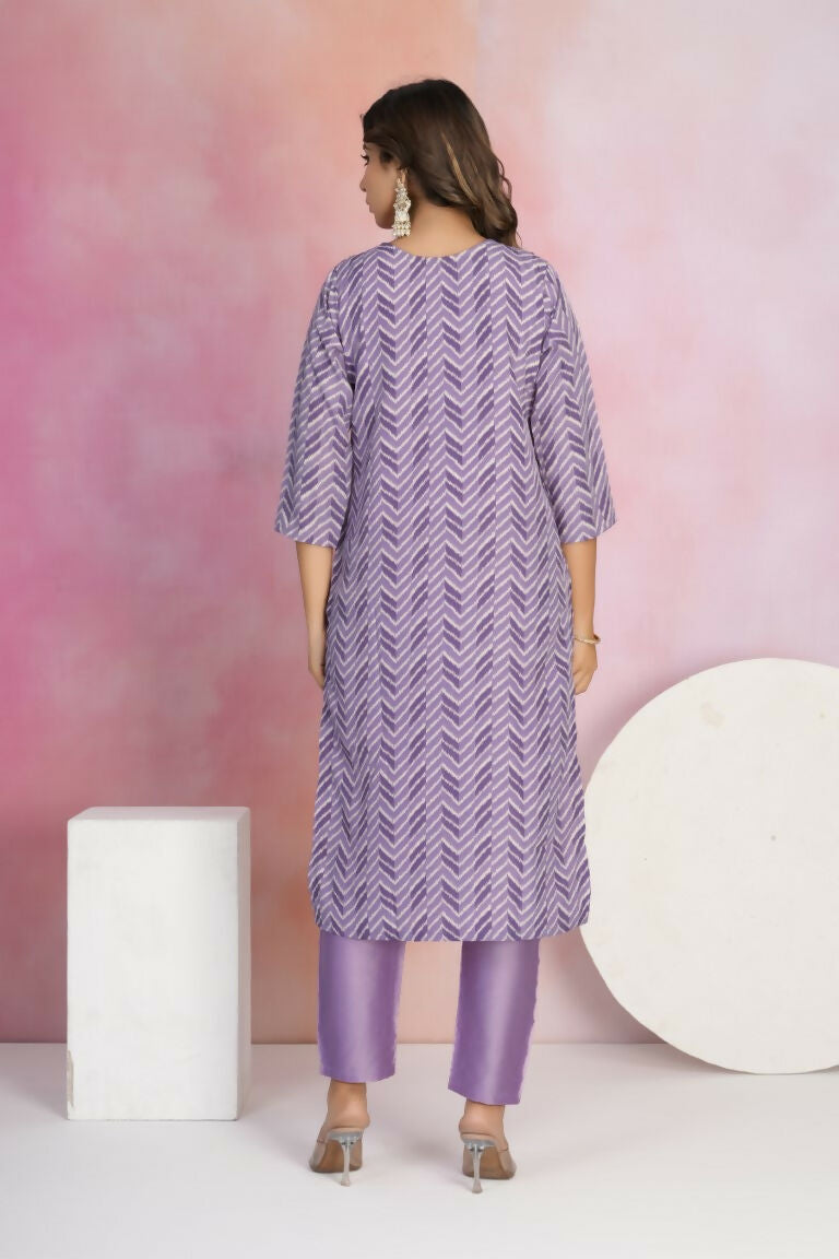 Ethnic Festive Wear Viscose Chanderi Purple Stitched Suit With Dupatta - Tanisha