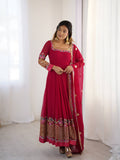 Prazu Fashion Rani Pink Georgette Embroidered Sequence Anarkali Suit