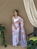 Vamsee Khadi Khatali Pink Khadi Organza Saree