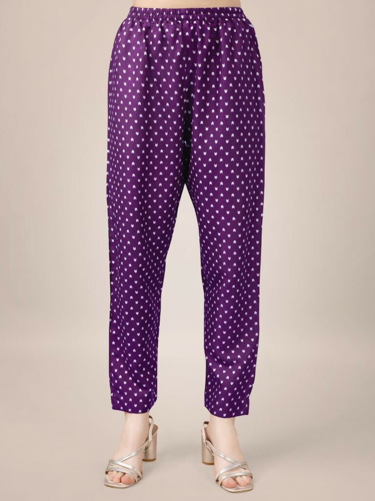 Jyoti Fashion Women's Purple Rayon Print with Embroidery & Fancy Lace Work Kurta with Trouser & Dupatta