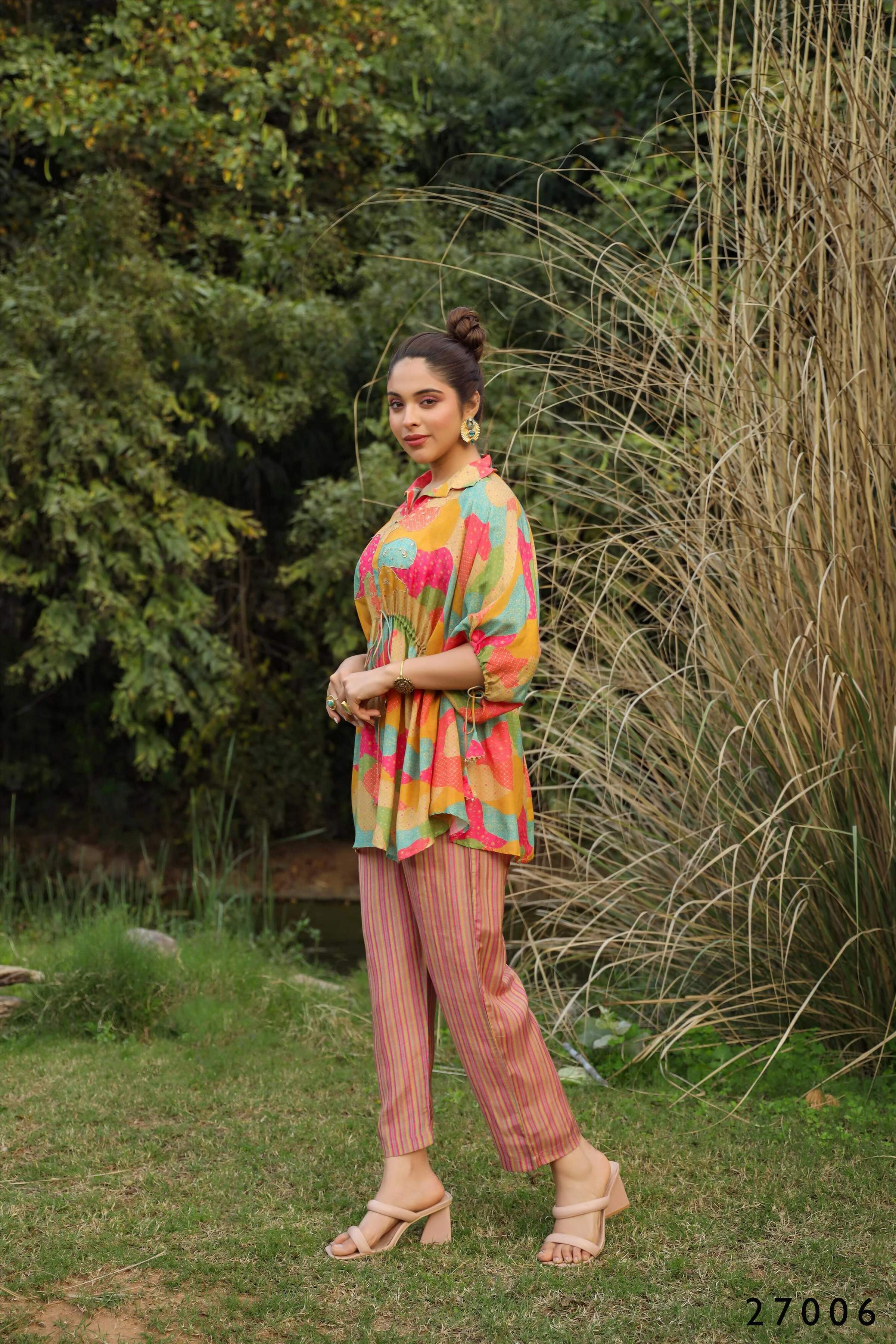 Women's Casual Fashionable Multi Mull Cotton co-ord set - Anya