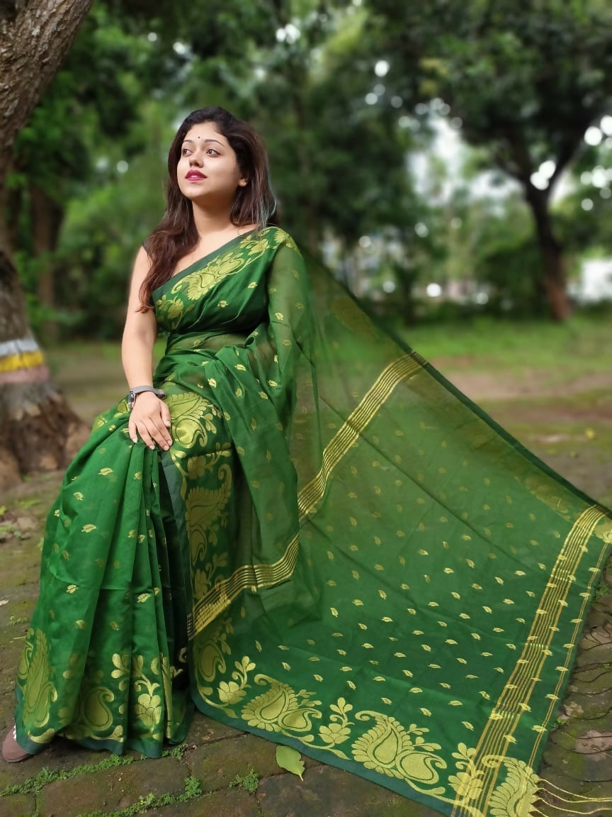 Exclusive Collection Green Beautiful Cotton Silk Saree