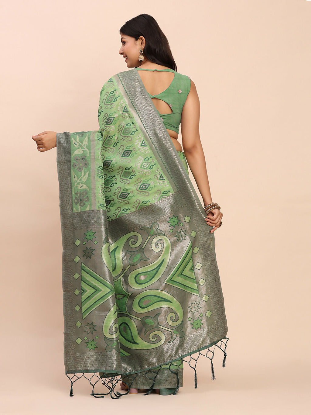 Shree Shyam Fashion Linen Cotton Green Saree
