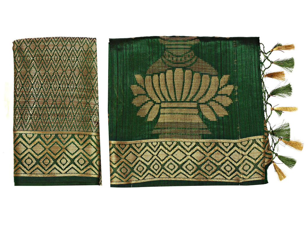 Mimosa Women's Dark Green Kanchipuram Art Silk Saree