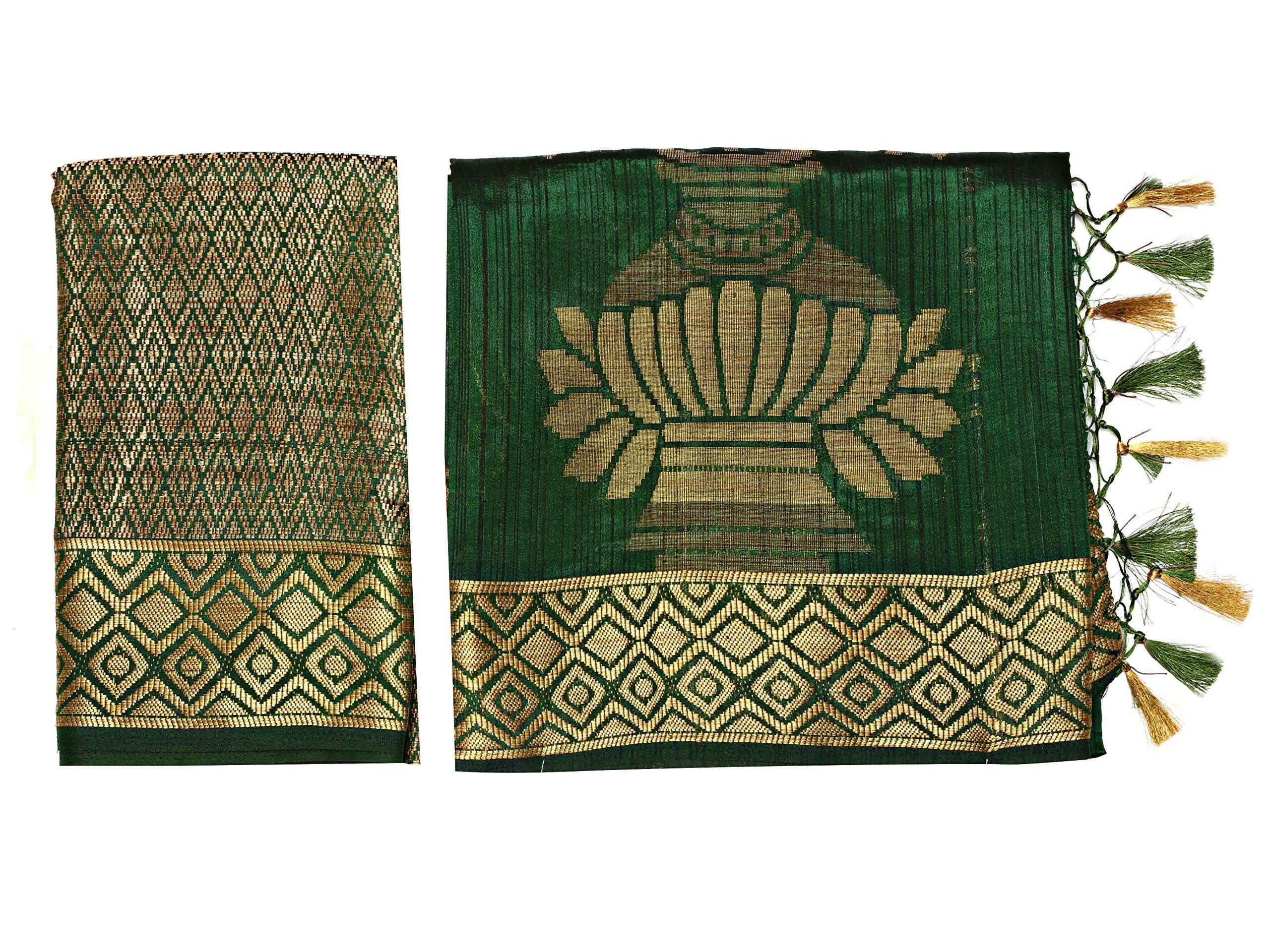 Mimosa Women's Dark Green Kanchipuram Art Silk Saree