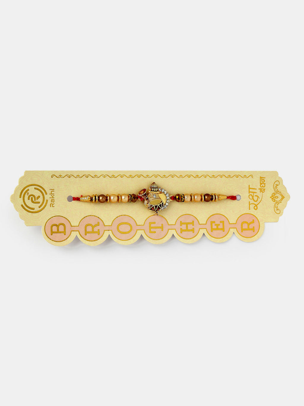 NVR Women & Men Set of 2 Gold Artificial beads Bhaiya Bhabhi Rakhi With Roli Chawal & Chocolate