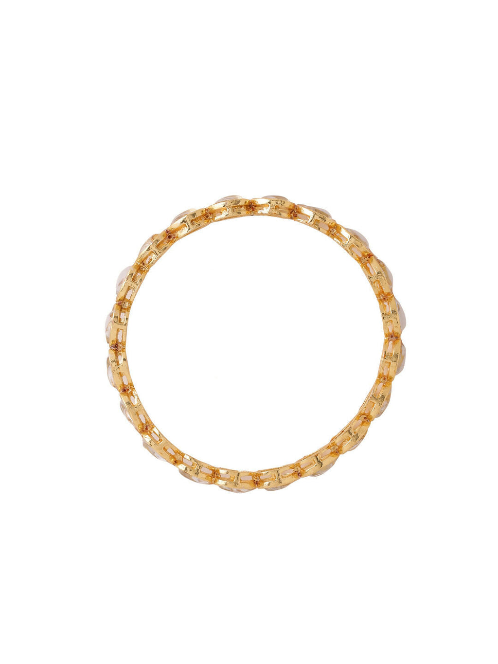 NVR Women's Set of 4 Gold-Polished Kundan Studded Traditional Bangles