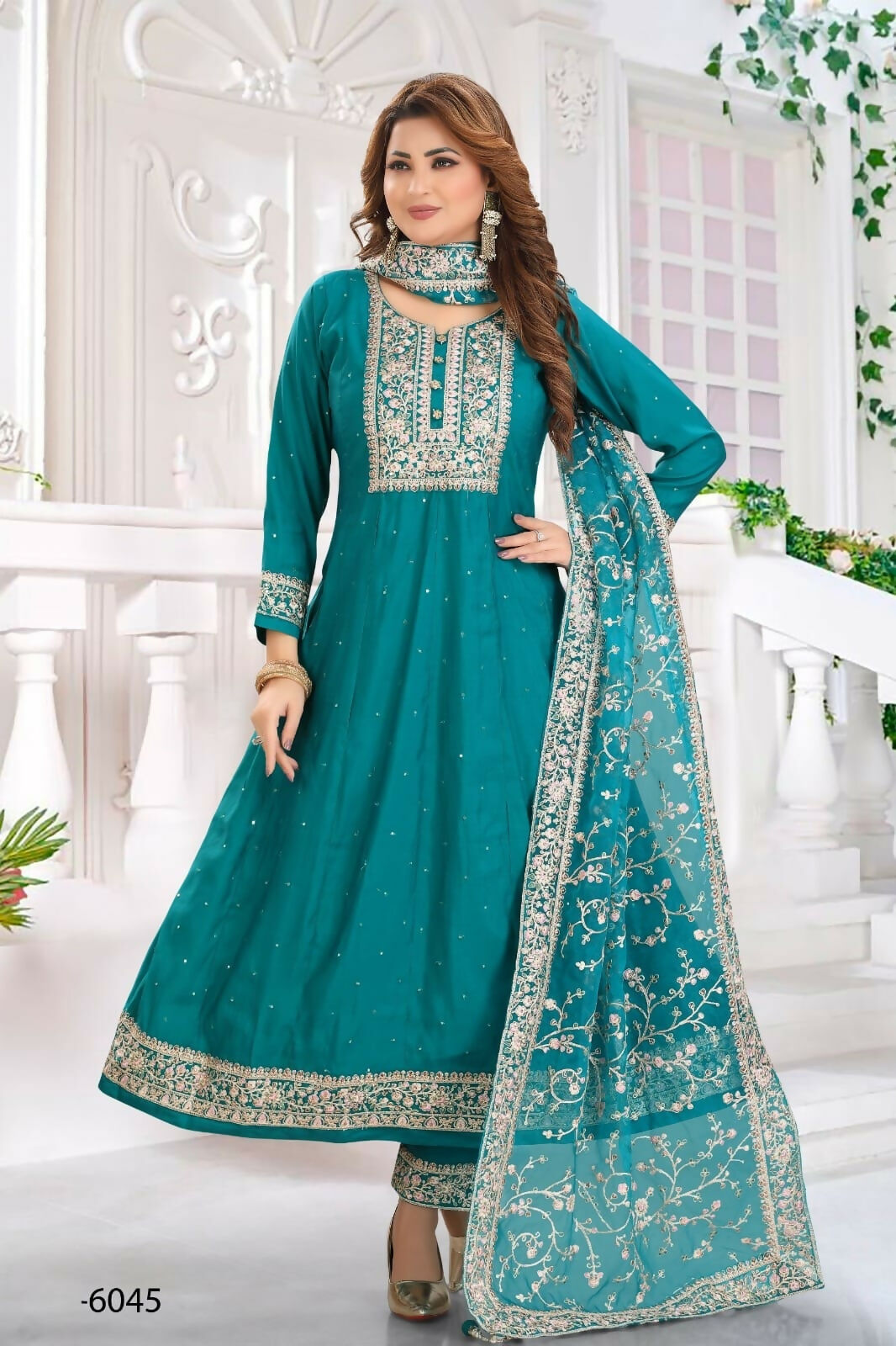 Joban Fashion Chanderi Rama Green Color Kurta Set