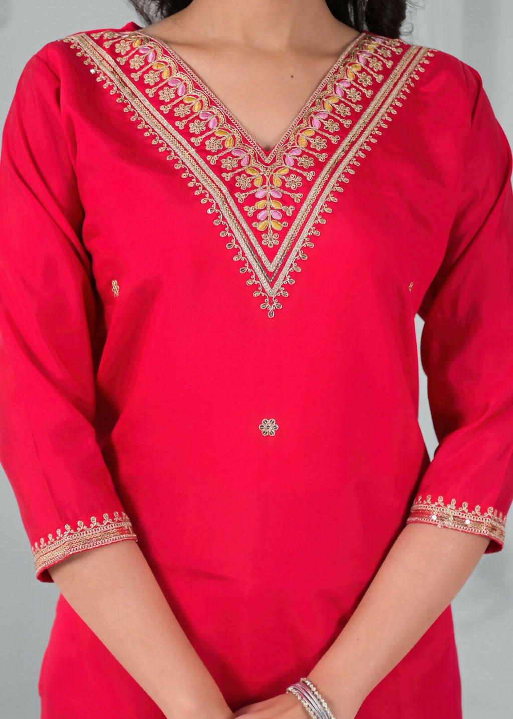 Ethnic Festive Wear Reyon Red Stitched Suit With Dupatta - Tanisha