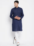 Even Apparels Blue Color Rayon Men's Kurta With Band Collar