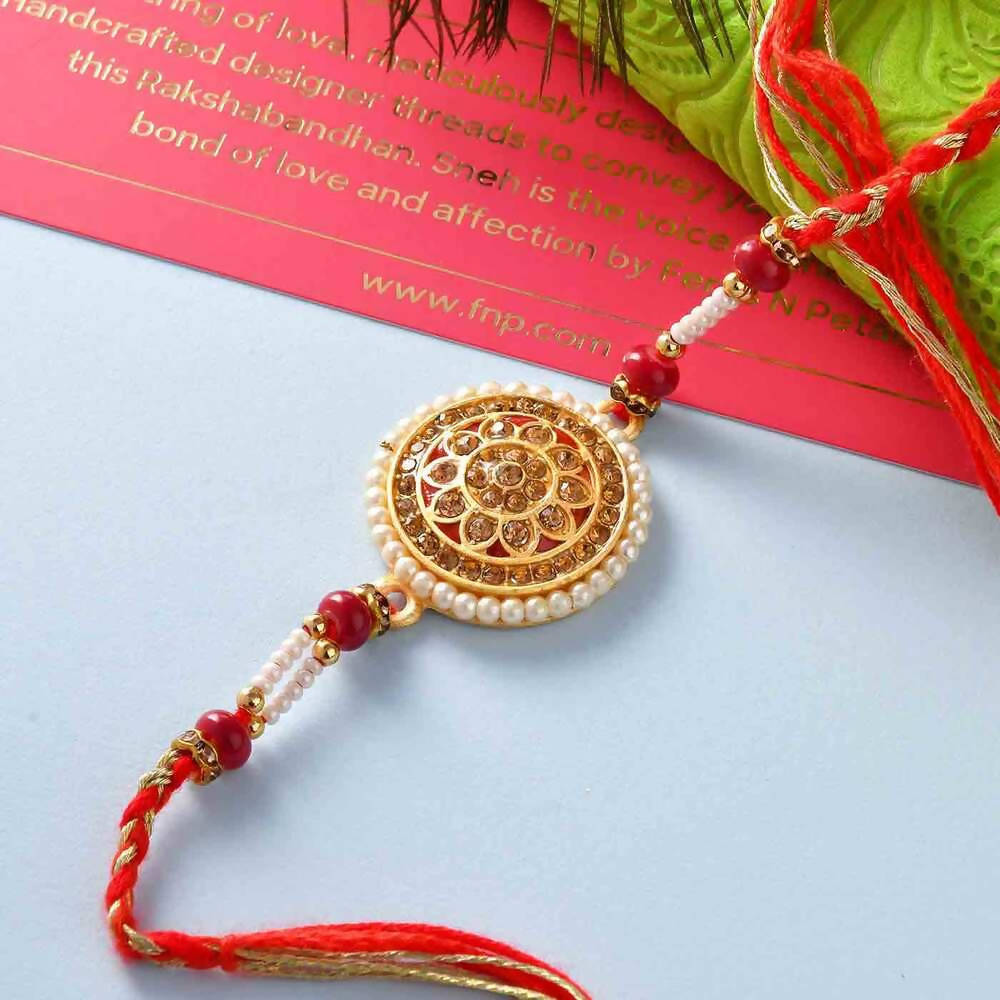Rajasthani Rakhi & Pista Kaju Roll Box Combo