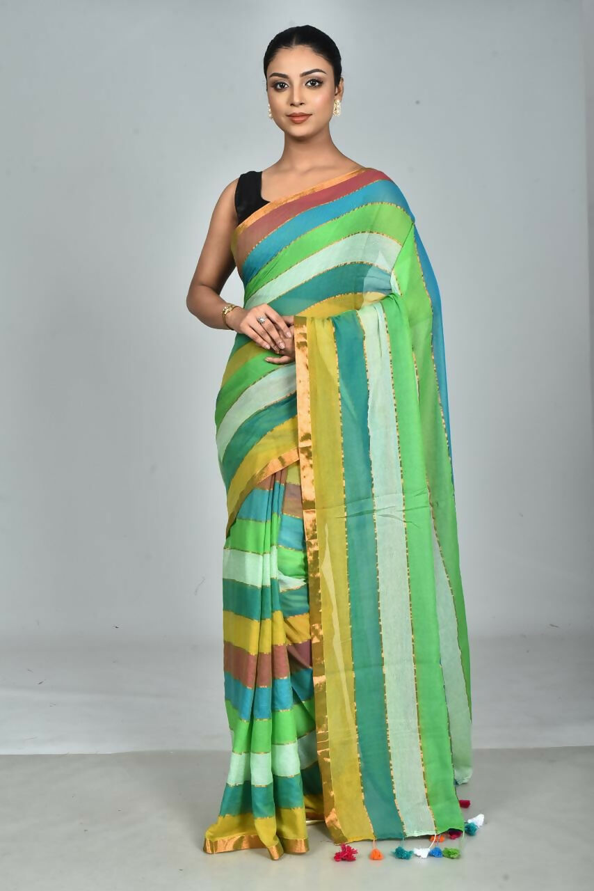 Exclusive Collection Beautiful Multi2 Pure Cotton Woven Handloom Saree With Running Blouse Piece