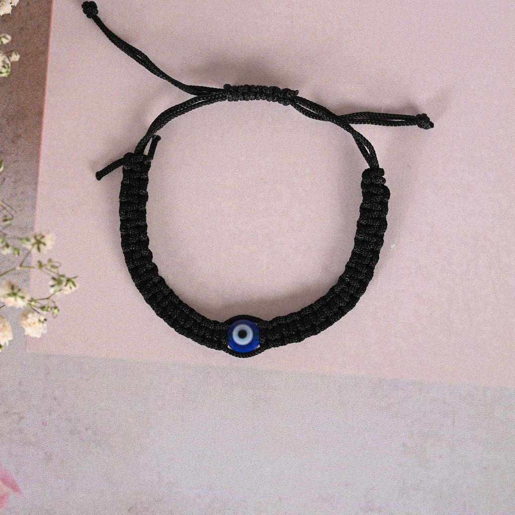 NVR Men & Women Black Fabric Elasticated Bracelet