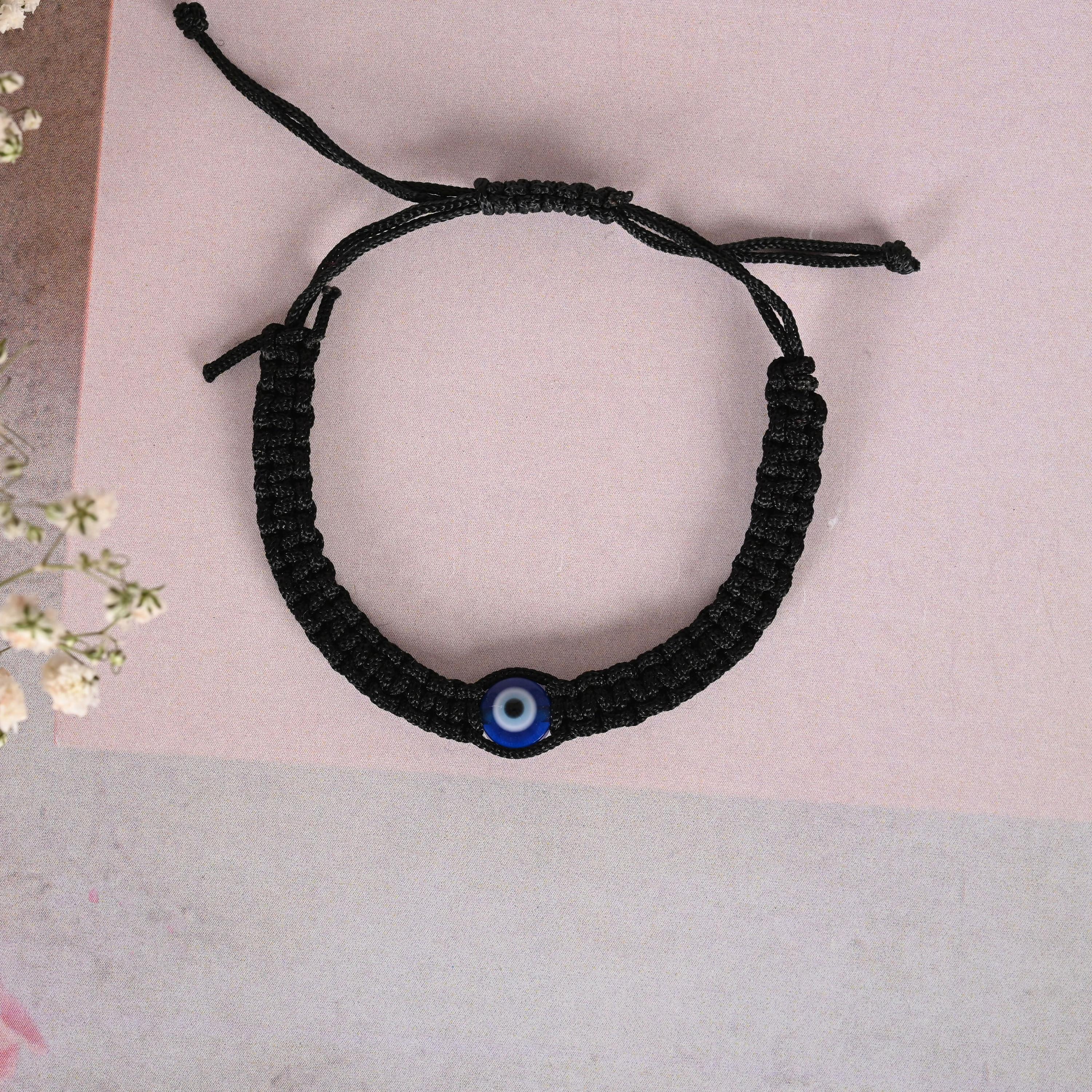 NVR Men & Women Black Fabric Elasticated Bracelet
