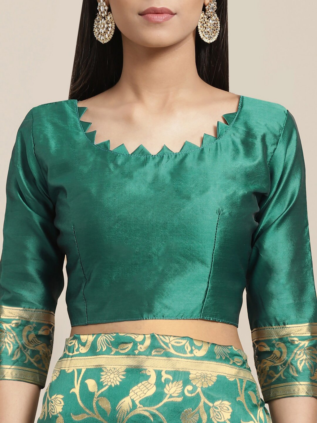 Saree Mall Teal Green & Golden Woven Design Banarasi Saree