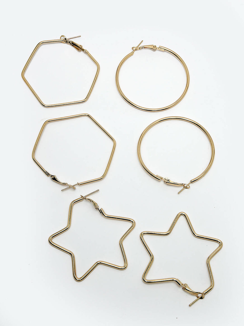 NVR Women Gold-Toned Geometric Hoop Earrings