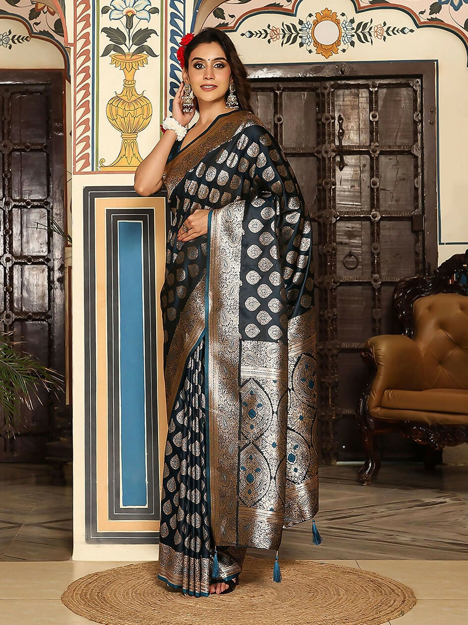 Shree Shyam Fashion Teal Silk Saree