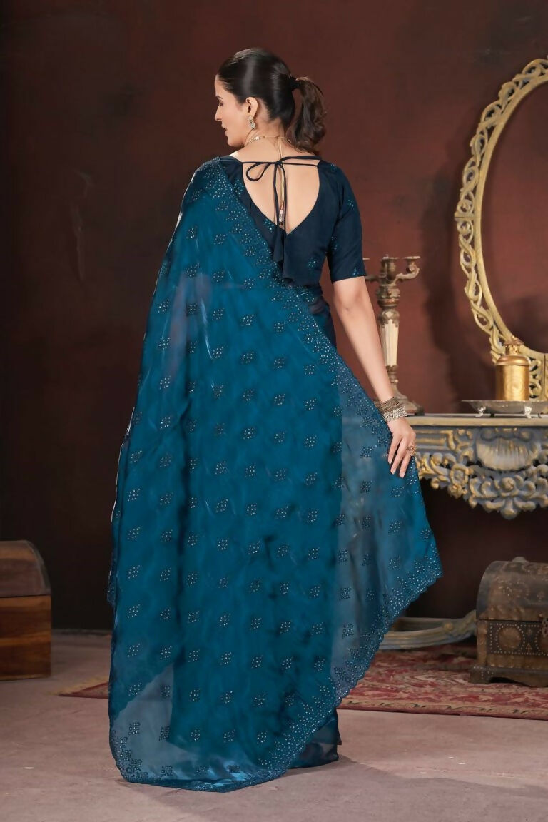 Vastranavya Rama Jimmy Choo Silk 3mm Sequence work with Cross Stitch Embroidery work & Cutwork Border Saree