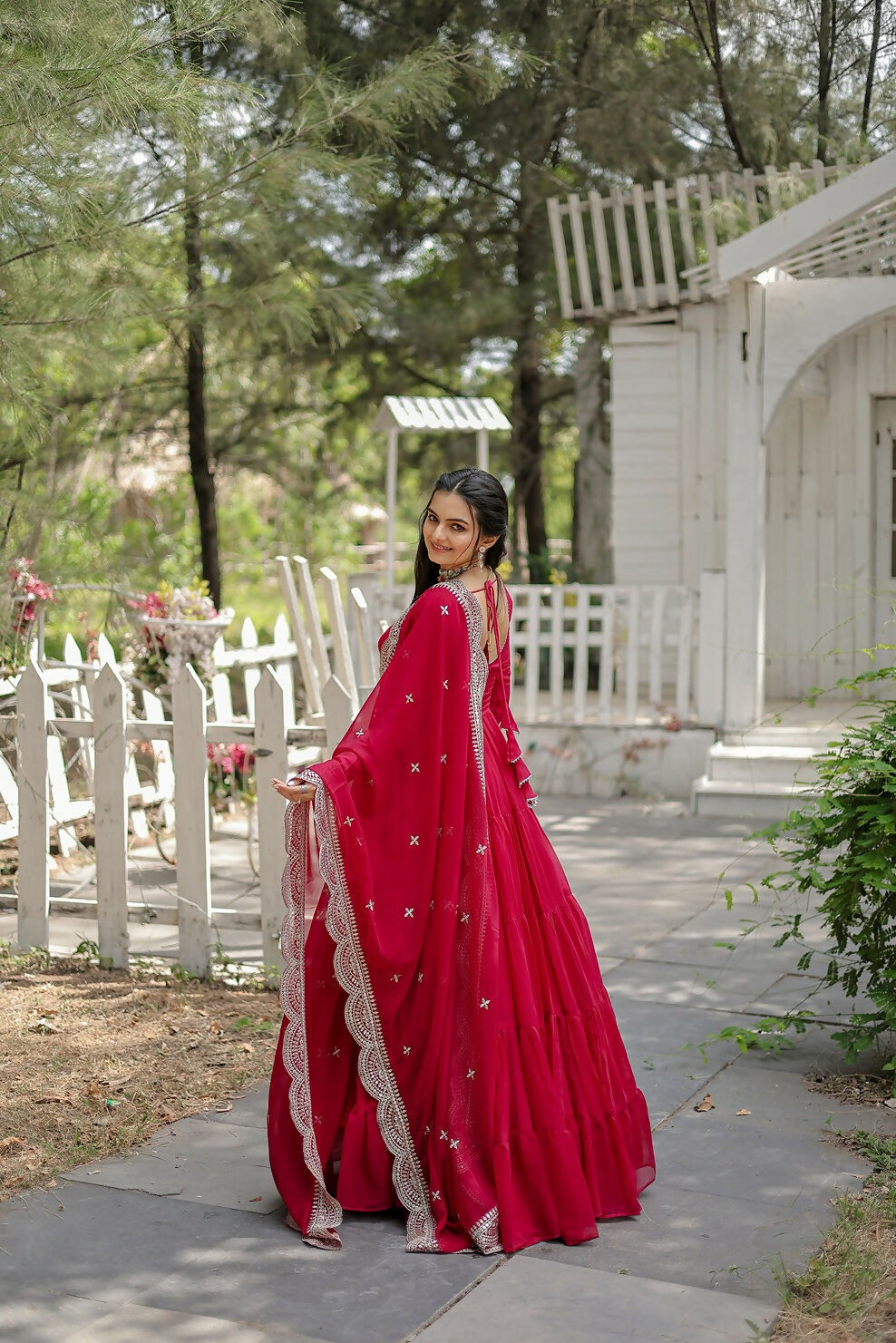 Joban Fashion Pink Georgette Sequence Embroidery Work Kurta Set