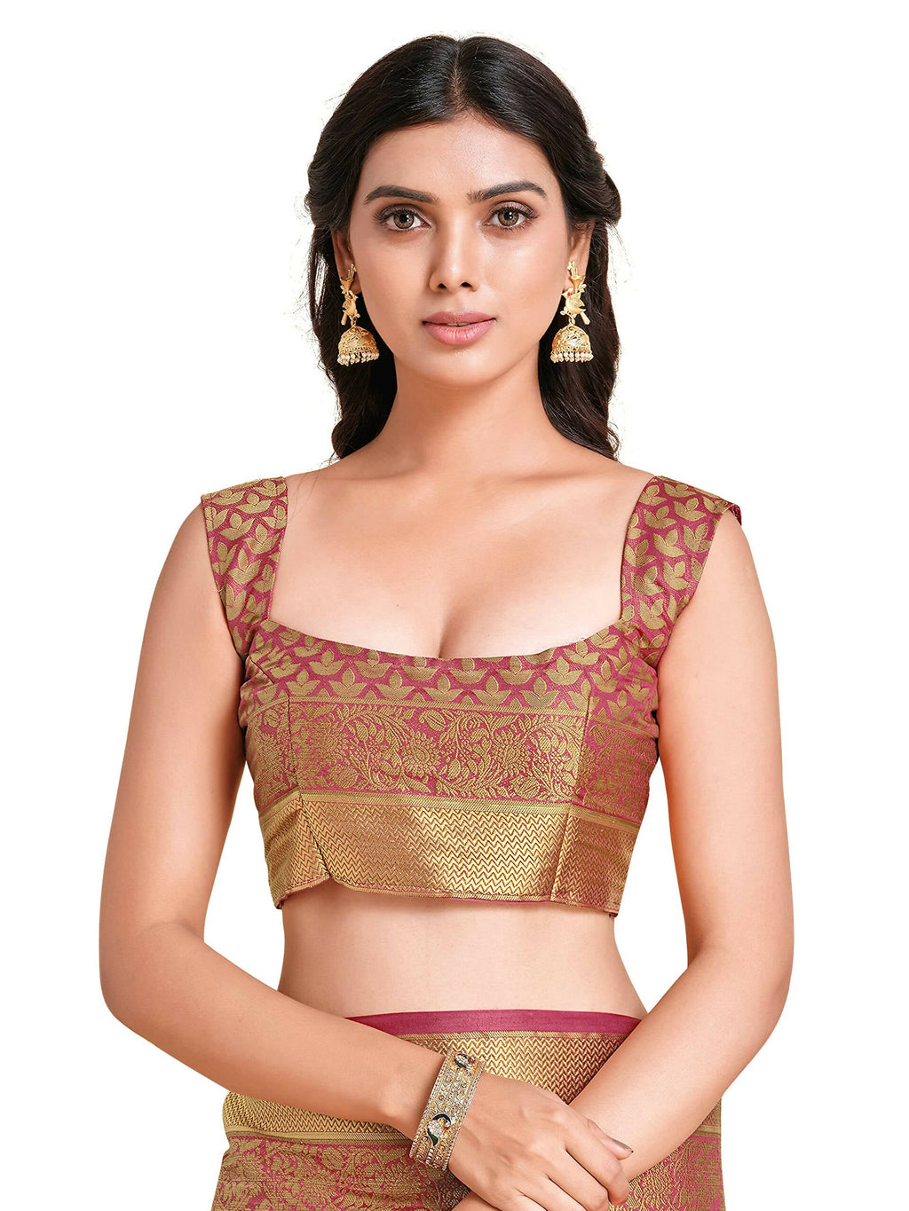 Mimosa Women's Kanchipuram Art Silk Pink Saree