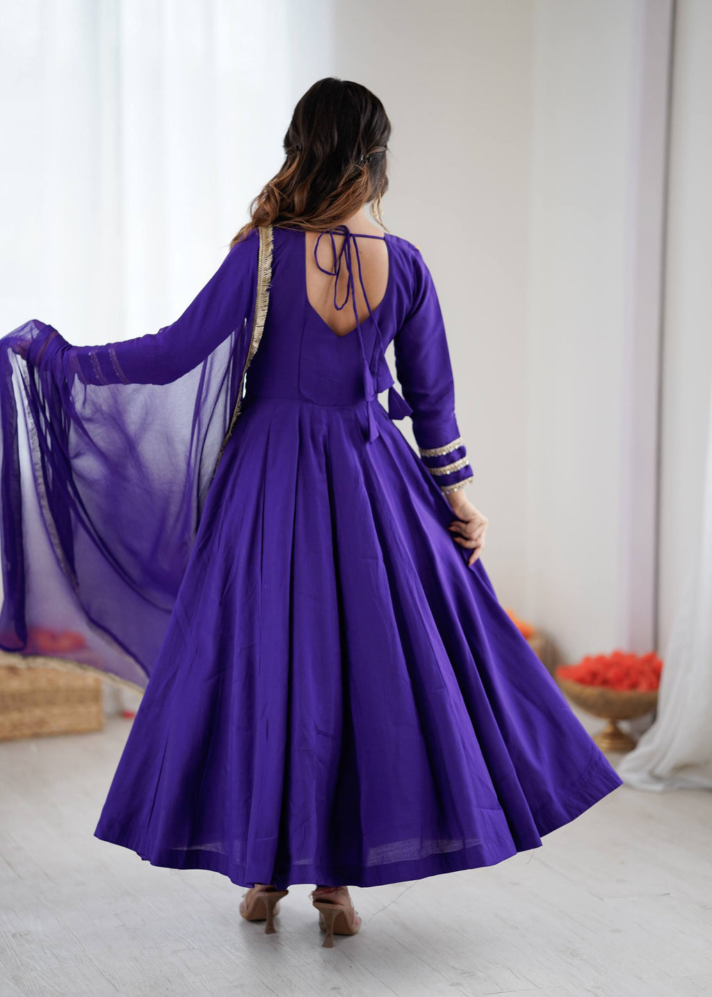 Prazu Fashion Blue Roman Silk Coding Work Anarkali Suit