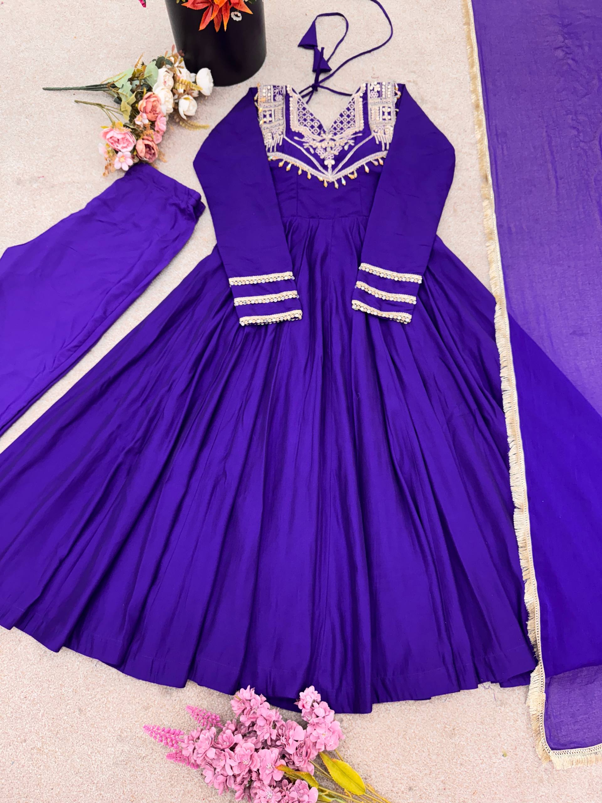 Prazu Fashion Blue Roman Silk Coding Work Anarkali Suit