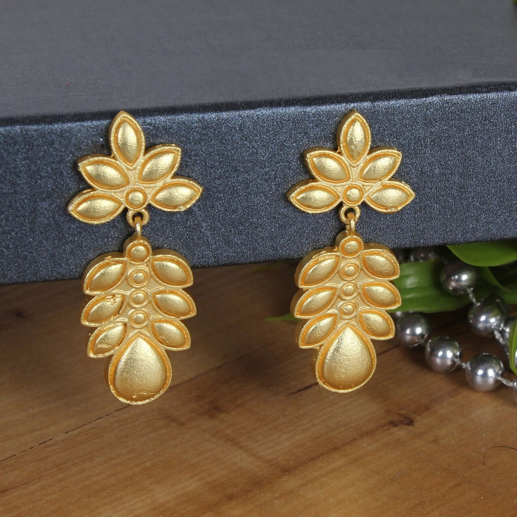 Joban Fashion Women Matte Gold Brass Earrings