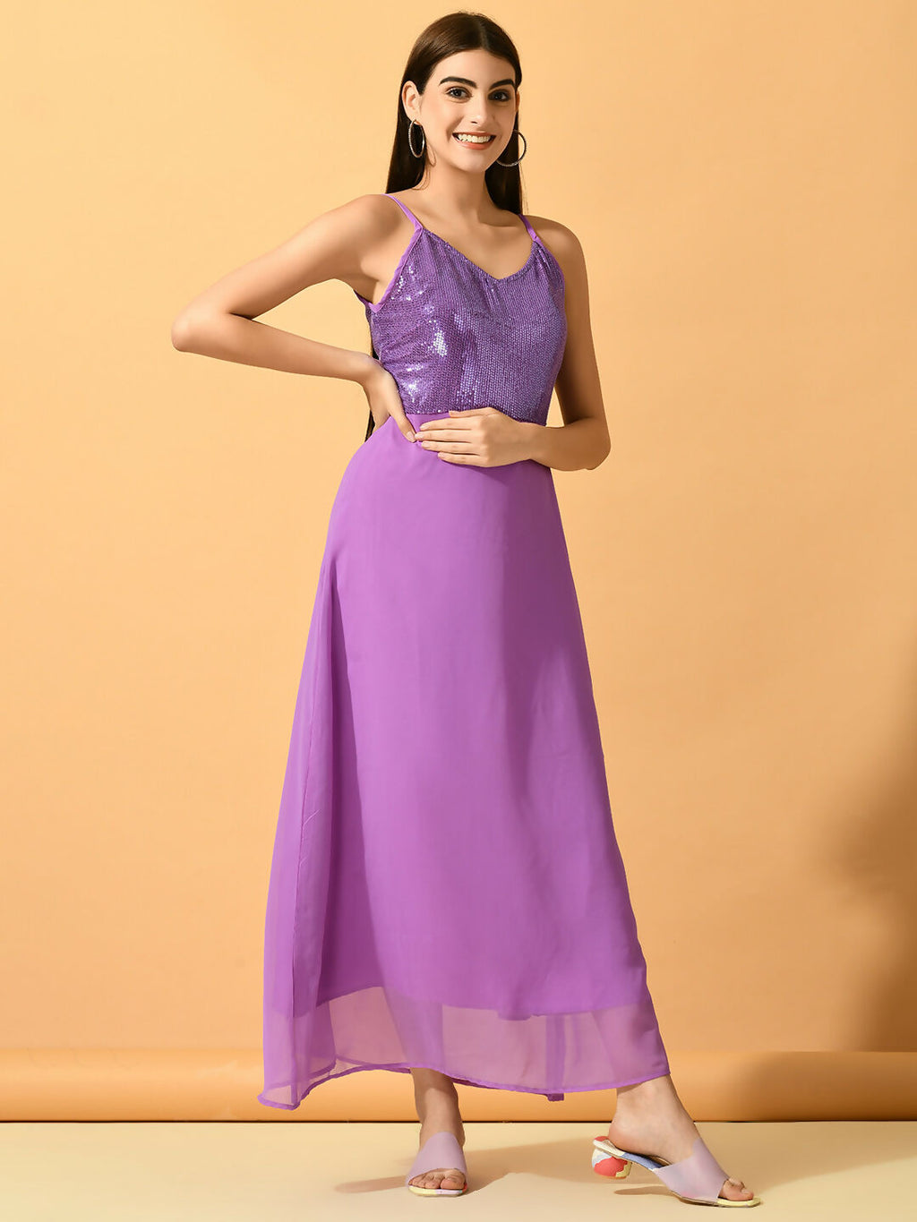 Myshka Women's Lavender Empire Party Dress