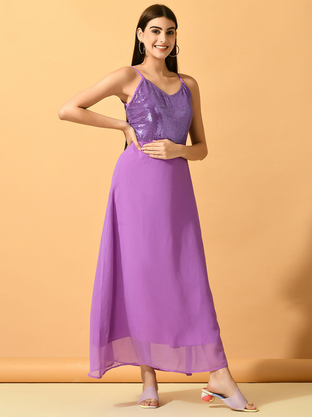 Myshka Women's Lavender Empire Party Dress
