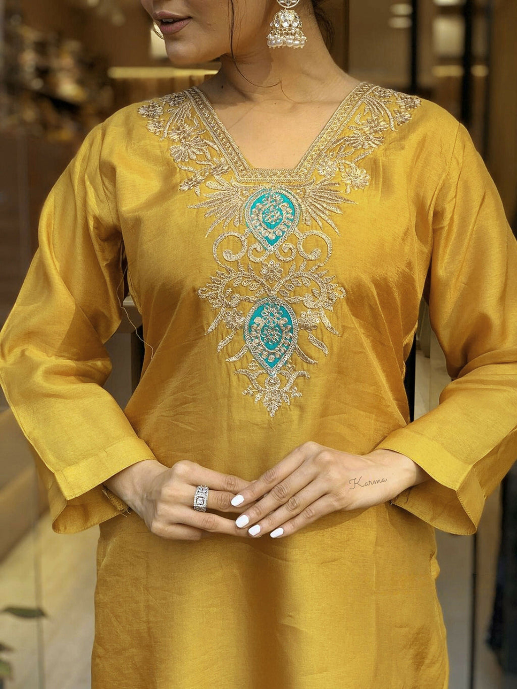 Partywear Designer Cotton Maroon Stitched Suit With Dupatta - Tanisha