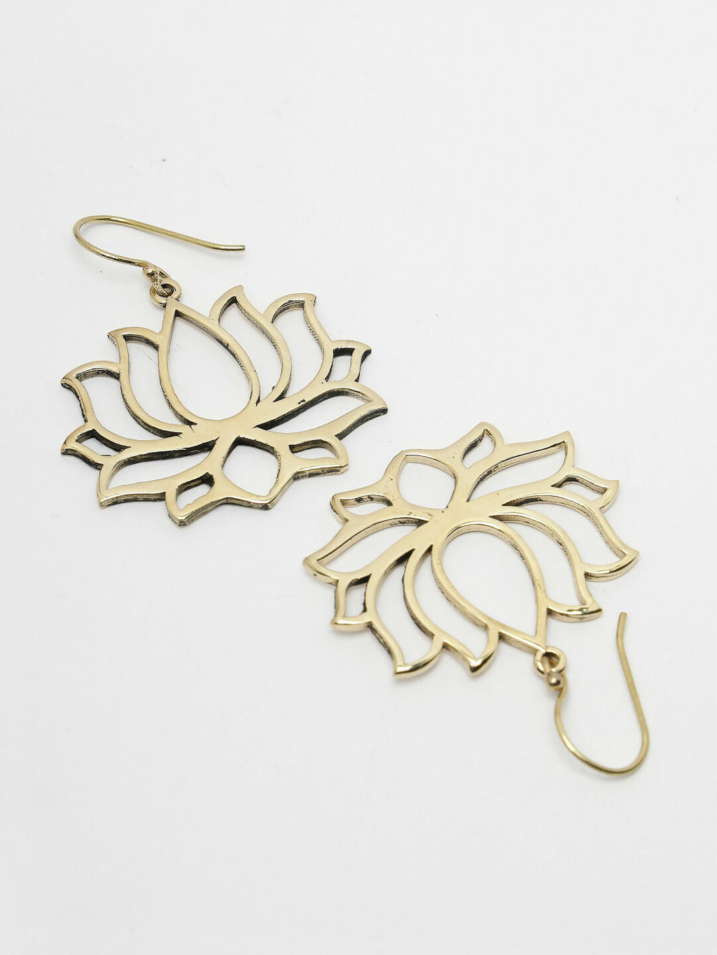 NVR Women Lotus Shaped Gold-Polished Earrings