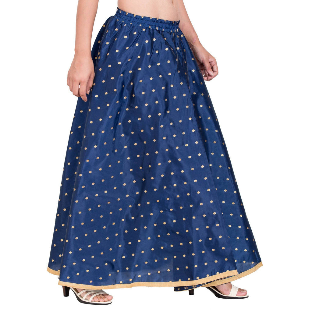 Indian Clothing Asmaani Navy Blue Color Golden Zari Work Maxi Skirt
