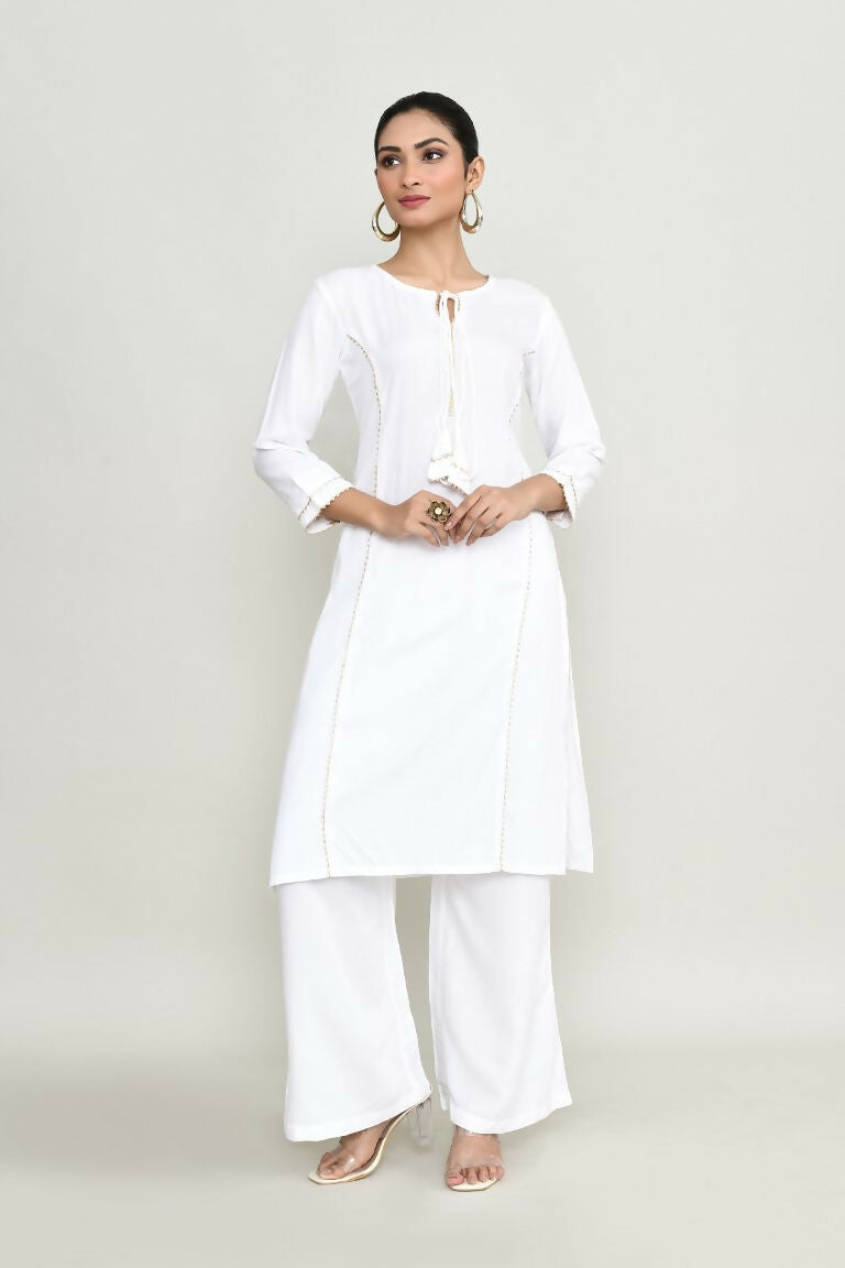 Joban Fashion White Rayon Kurta Set