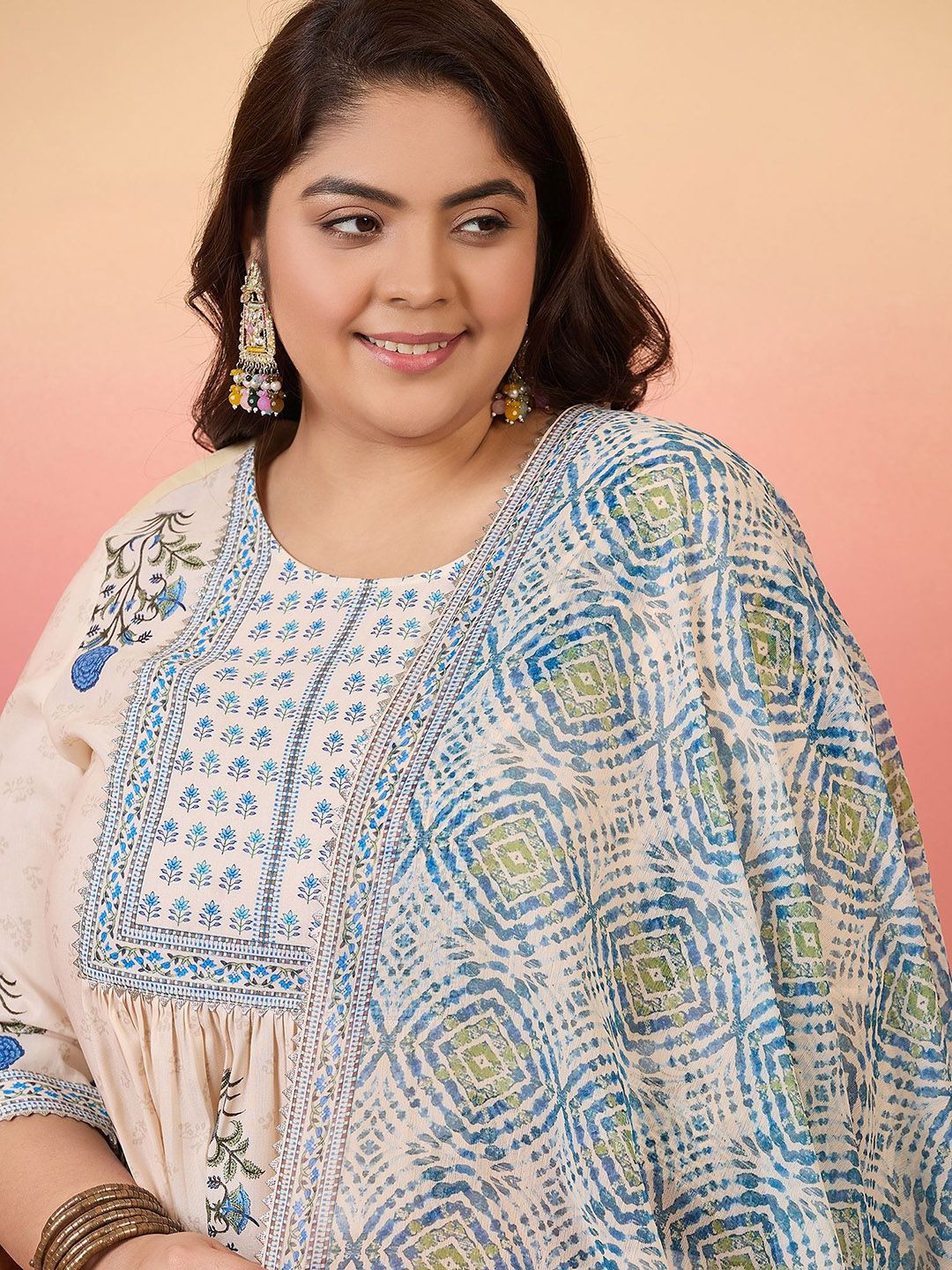 Sztori Women Floral Yoke Design Regular Kurta with Trousers & With Dupatta