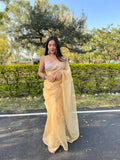 Vamsee Yellow Organza Saree