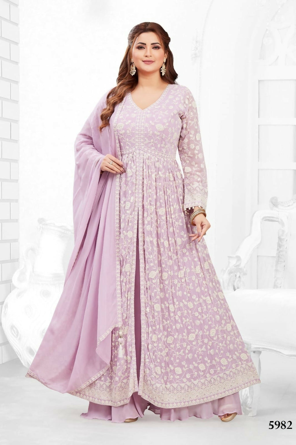 Joban Fashion Georgette Lylac Color Kurta Set