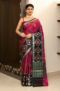 Joban Fashion Black & Pink Saree Kataan Ikkat