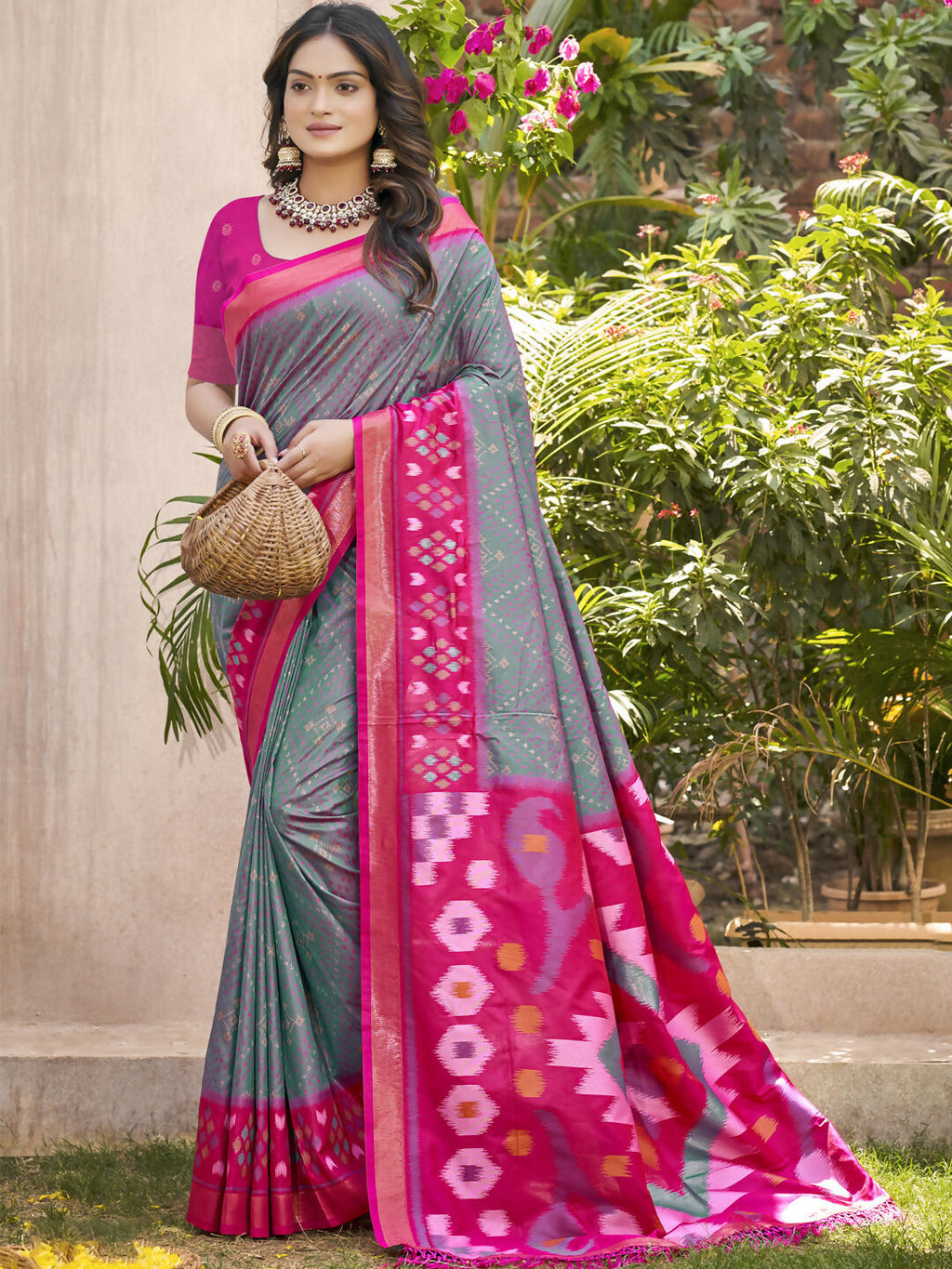 Shree Shyam Fashion Pochampalli Silk Grey Saree